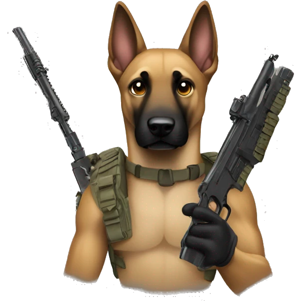 Malinois with weapon emoji
