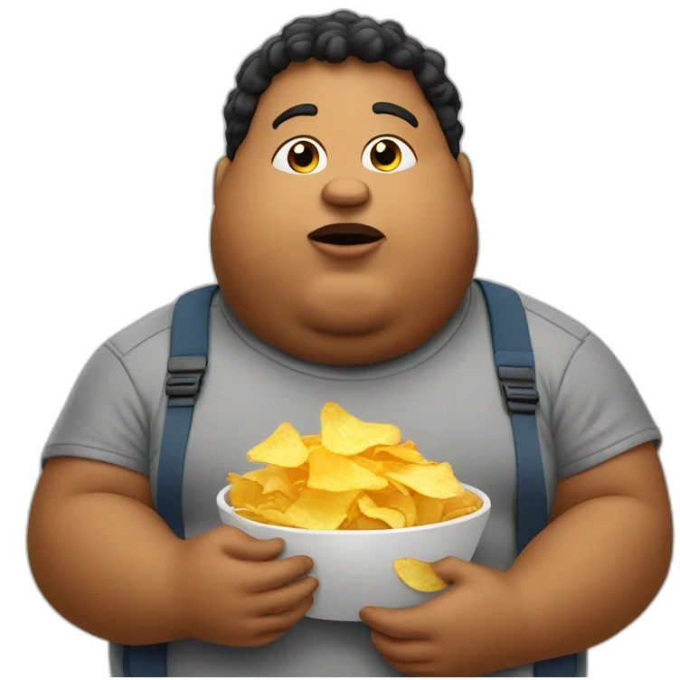 fat boy eating potato chips emoji