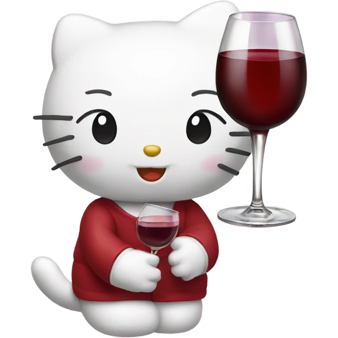 Hello Kitty drinking red wine emoji