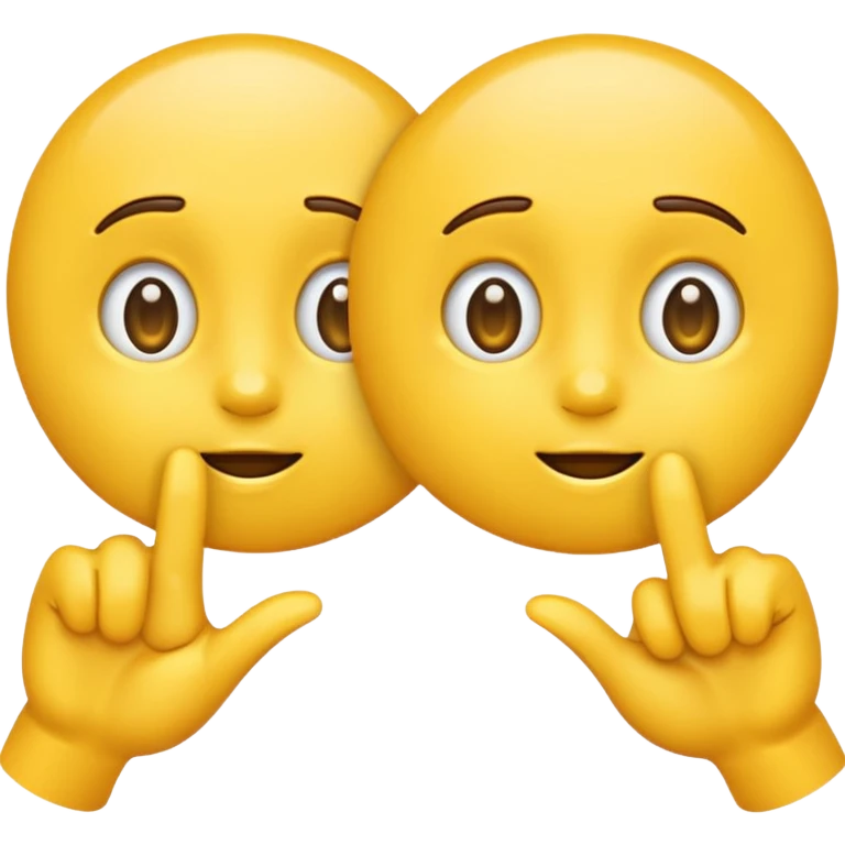 yellow emoji with begging eyes and two finger pointing at one another finger emoji