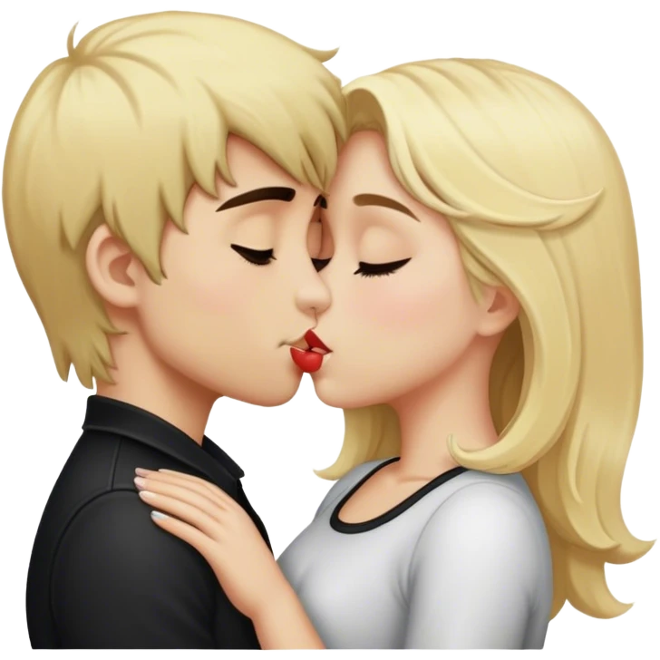 boy with dark hair kissing girl with blonde hair  emoji