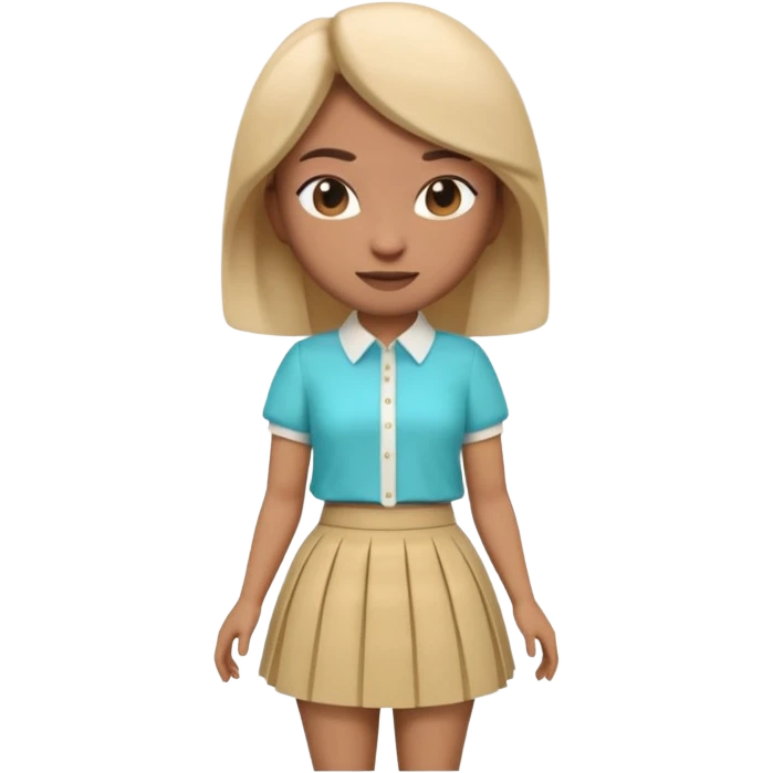 A 3D cartoon outfit with a blouse and skirt arranged together, clean background, natural light, realistic Memoji-style look. Negative : Characters. emoji