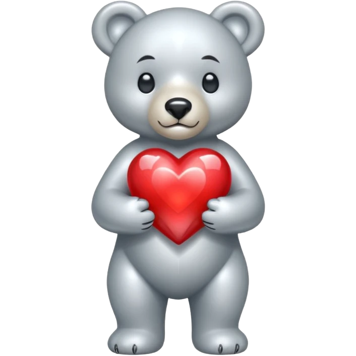 diamond bear with a red heart de cuerpo entero emoji