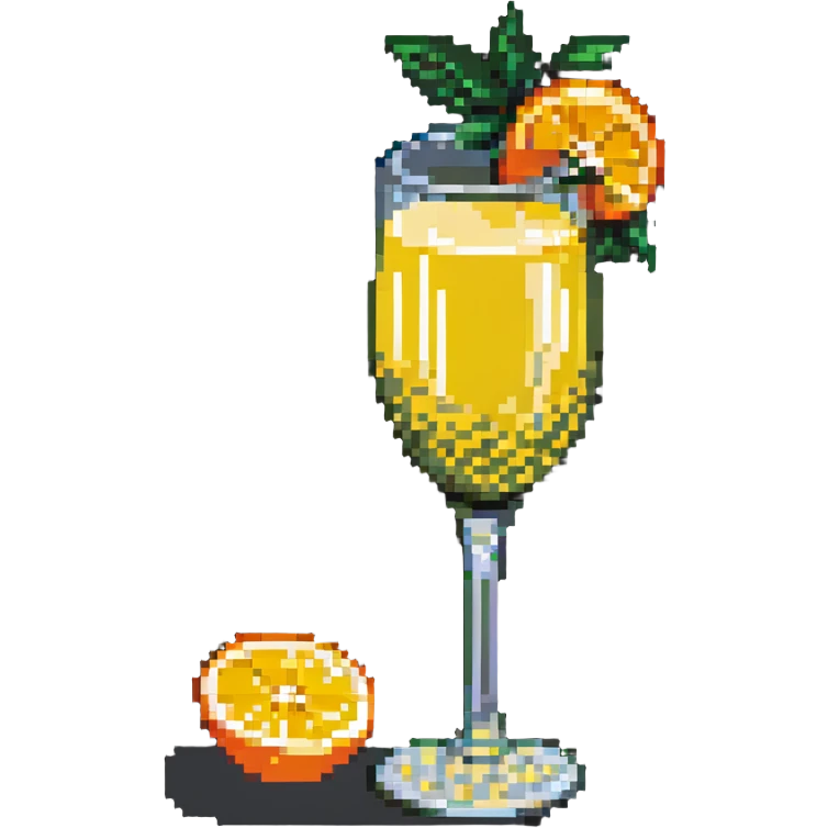 glass of mimosa with an orange slice emoji