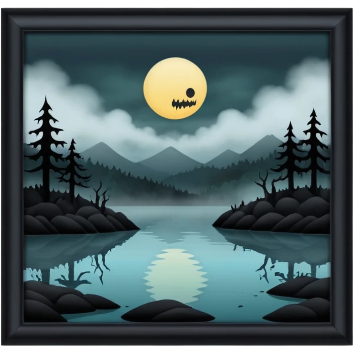 horror lake in dark emoji