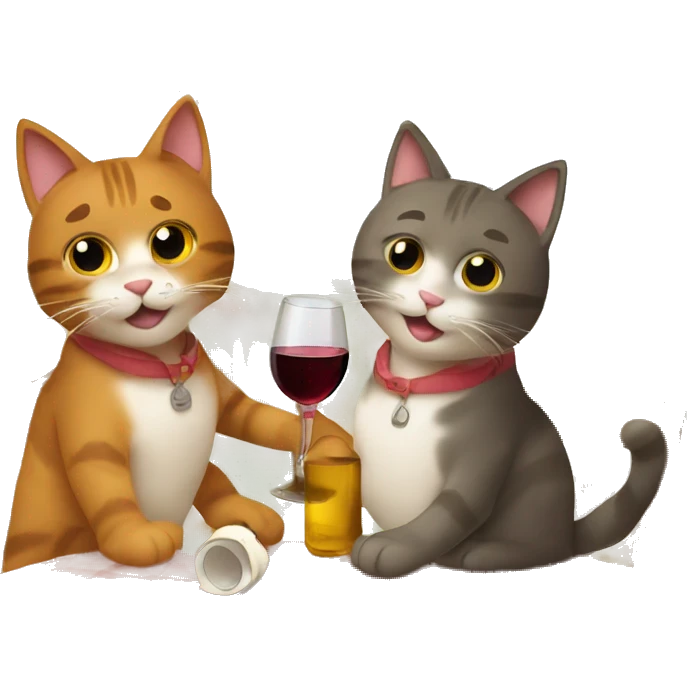 two cats drinking wine on vacation in tuscany emoji