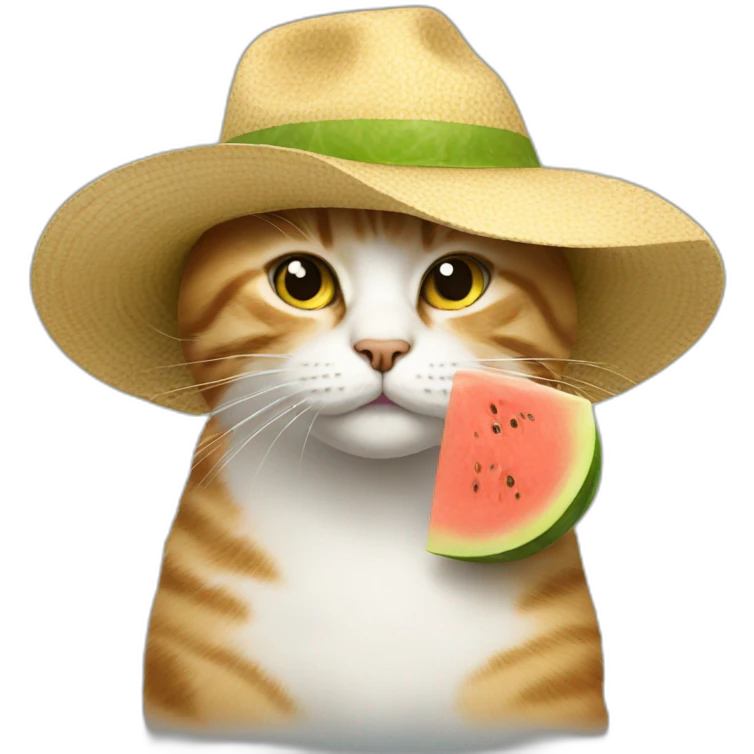 a cat with a melon hat emoji