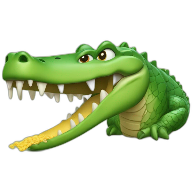 Un crocodile qui mange des pâtes emoji