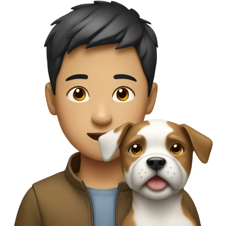 chinese boy with dog emoji