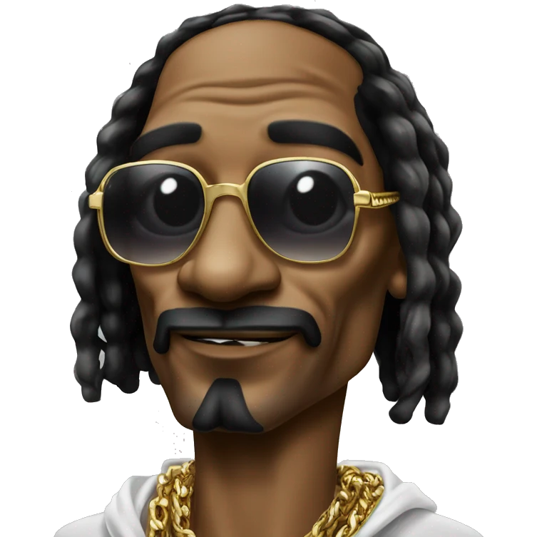 Snoop Dogg with gangsta face wearing sunglasses and fat cigar in mouth with gold chains  emoji