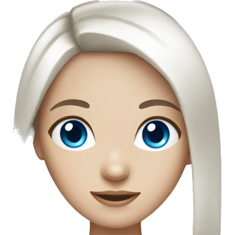 White brunette girl with blue eyes emoji