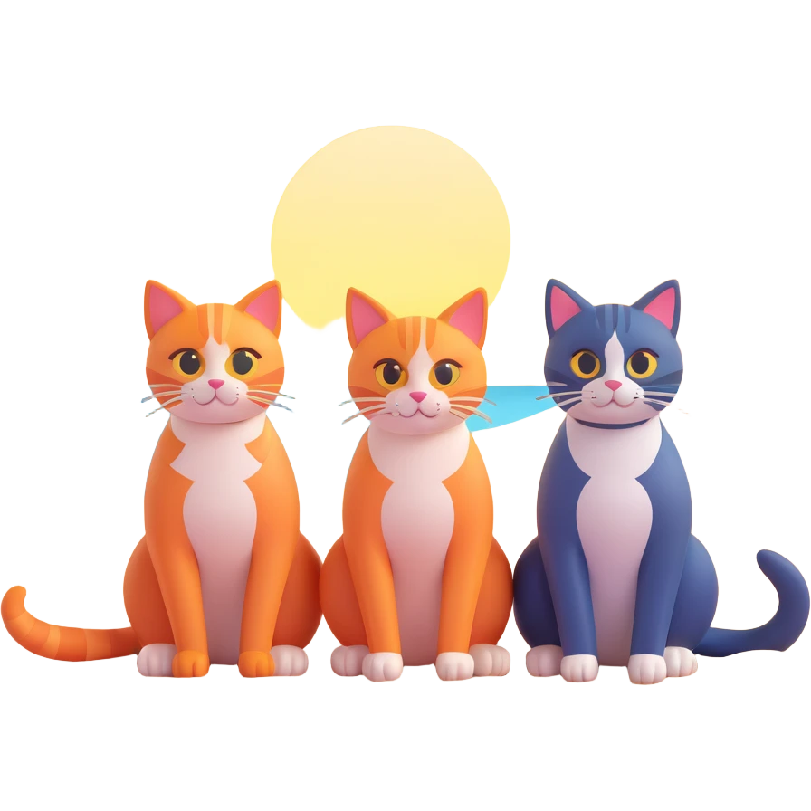 Two cats sitting on the beach at sunset emoji