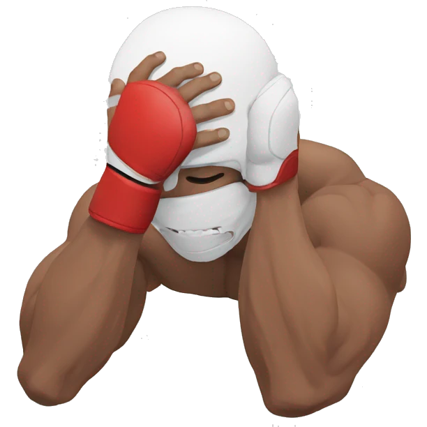 an mma fighter in pain covering his face emoji