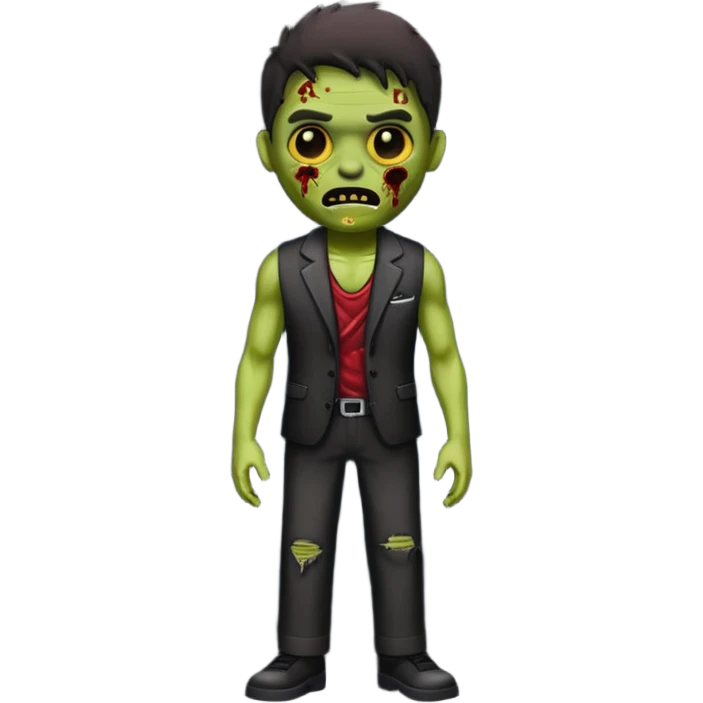 Emoji de zumbi masculino com a roupa preta e o fundo preto emoji