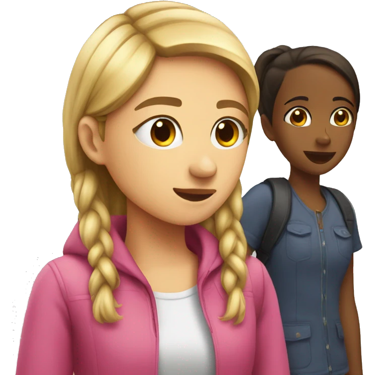 girl talking to other girl behind girls back emoji