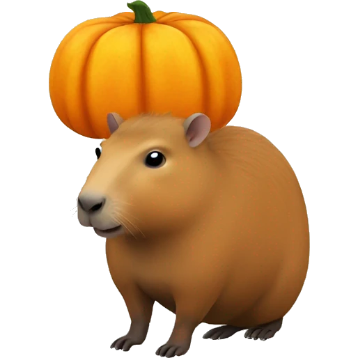 Capybara with pumpkin on head emoji