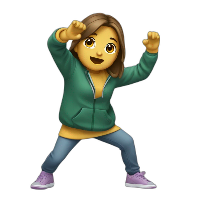 Une fille qui fait le dab emoji