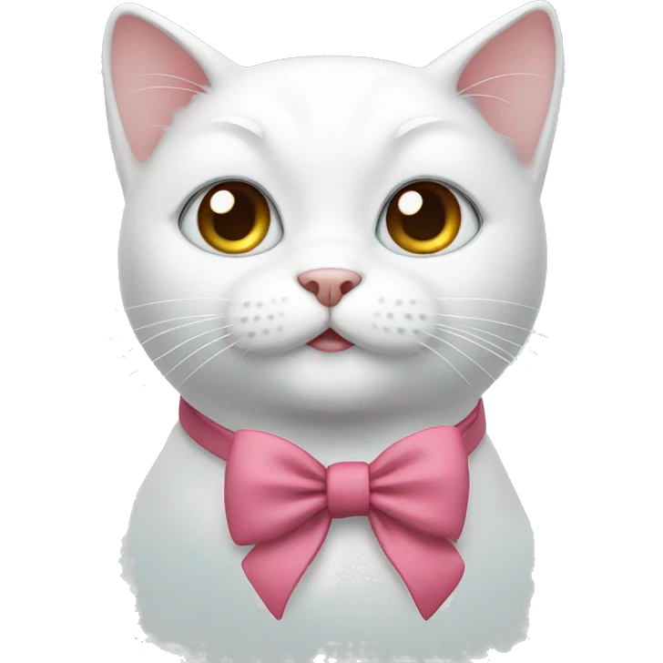 Cute white cat with a neck bow emoji