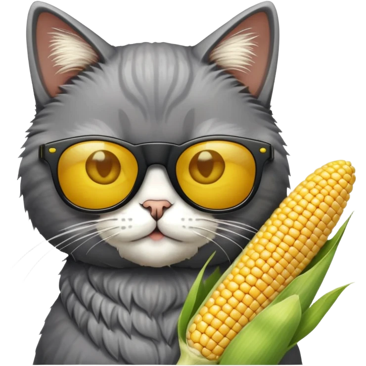 Cat with sunglasses and corn with salt emoji