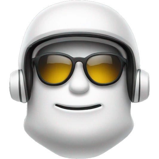 Bonhomme avec un casque et des lunettes swag et un sourire en coin emoji