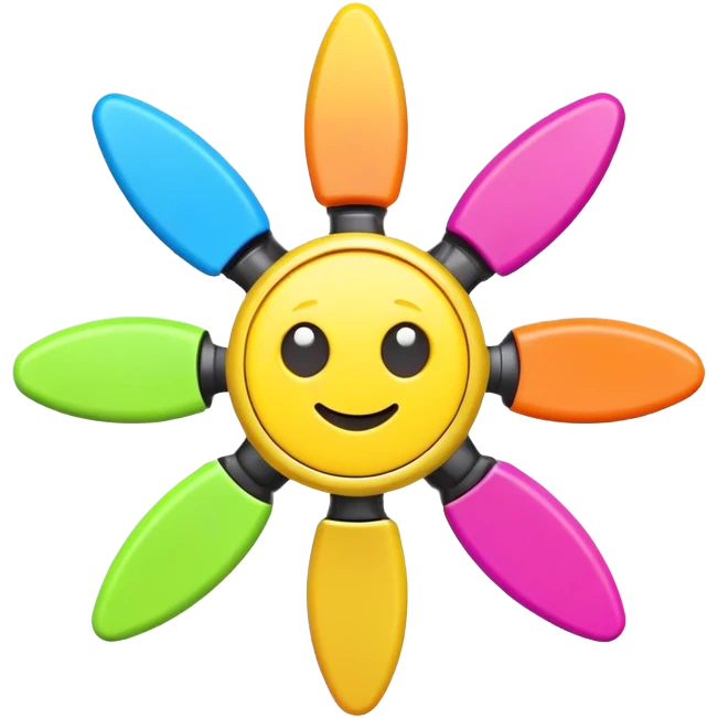 silly stim toy like a fidget spinner or squishy playful emoji style emoji