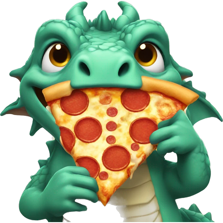 Dragon eating pizza emoji