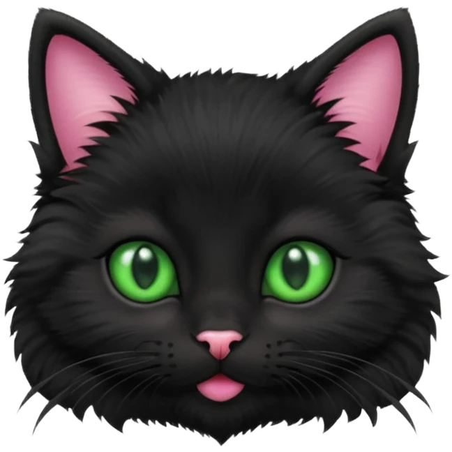 A photo-realistic digital illustration of a black kitten emoji