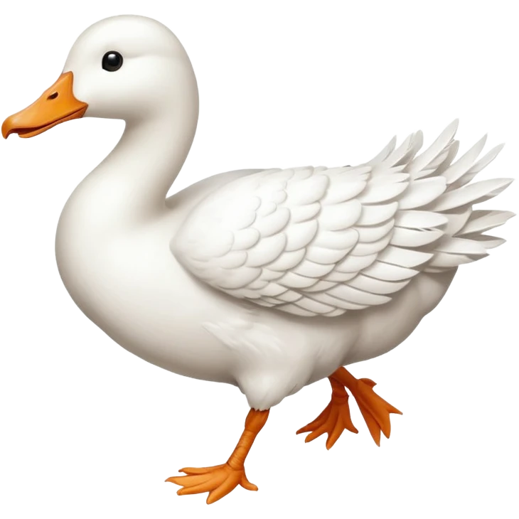 Make me an emoji of a goose that is running towards something. Also make it white.  emoji