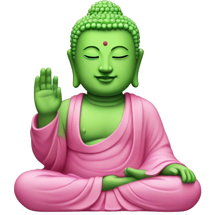 pink and green buddha emoji