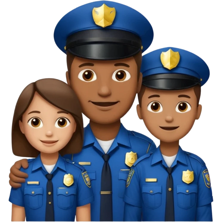 A proud dad who is proud of his children and is a police officer one of the kids is a 11 year old girl and a 9 year old boy emoji