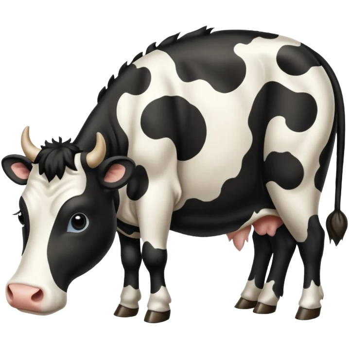 realistic white and black spotted cow tail slight curl at the end emoji