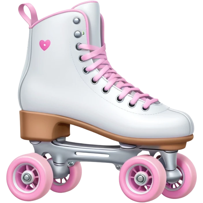 white roller skates with baby pink wheels emoji