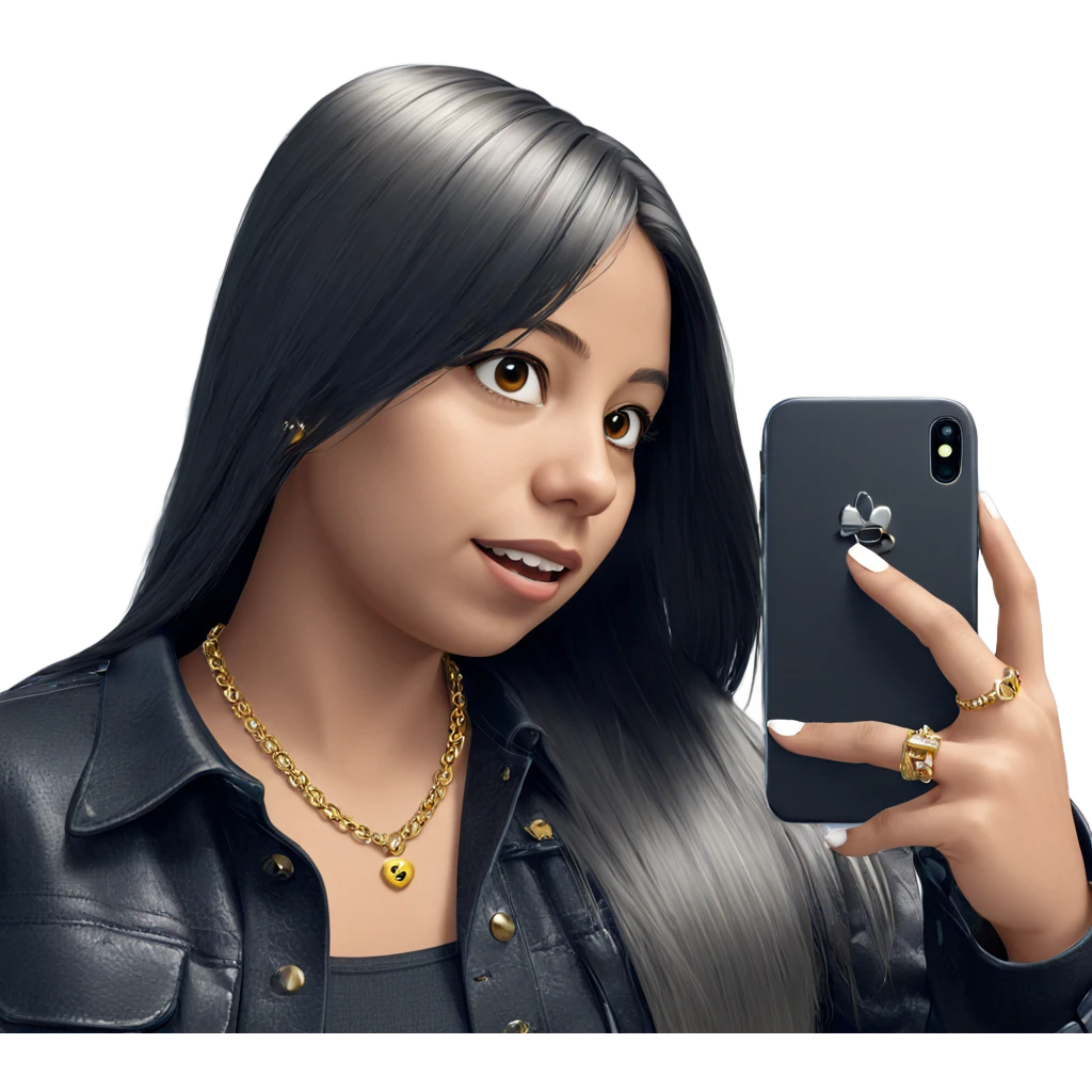 girl with phone and jewelry emoji