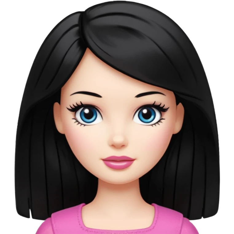 Jet black hair Barbie emoji