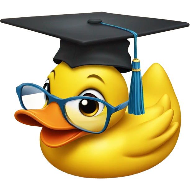 Yellow Rubber duck in a graduate hat emoji