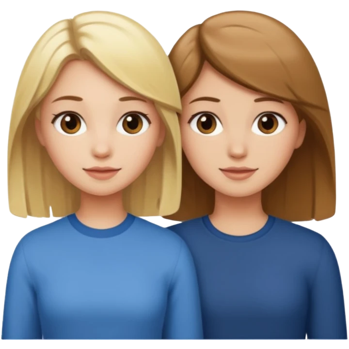 Blonde girl & brown hair friends  emoji