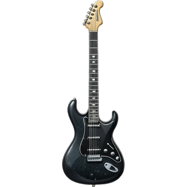 a veryyyyyy very sparkly all black electric guitar emoji