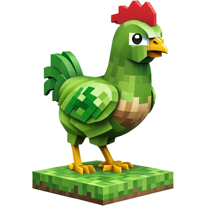 Minecraft chicken with Minecraft creeper on top of it ￼ emoji