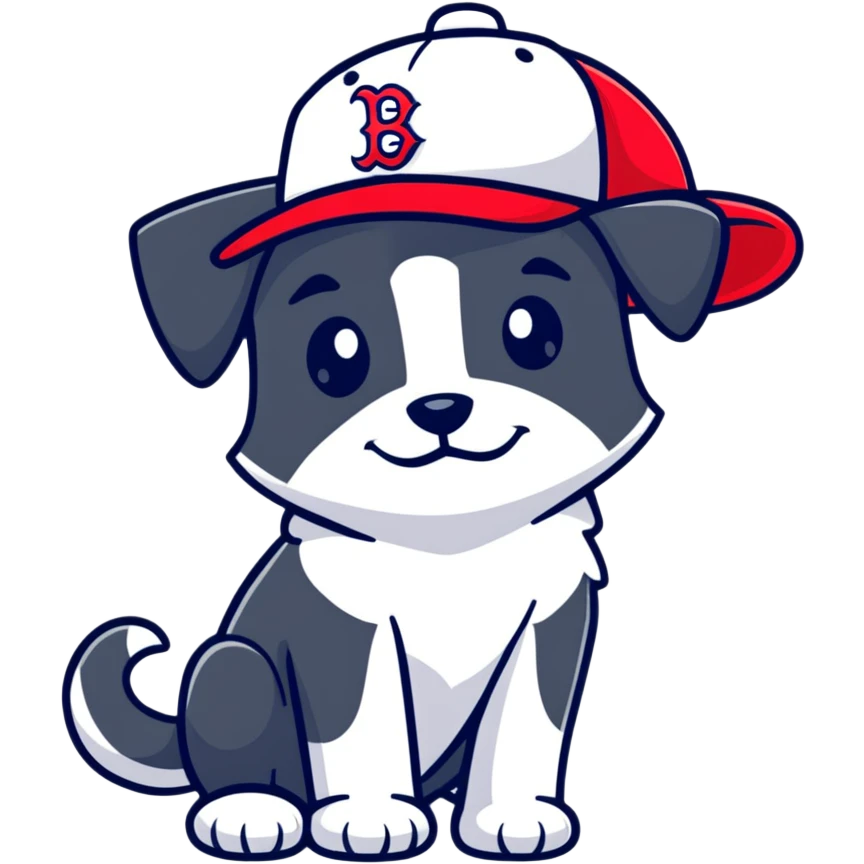 Dog wearing Red Sox hat emoji