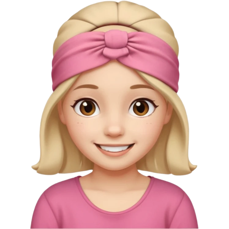 Girl wearing cloth headband and smile emoji