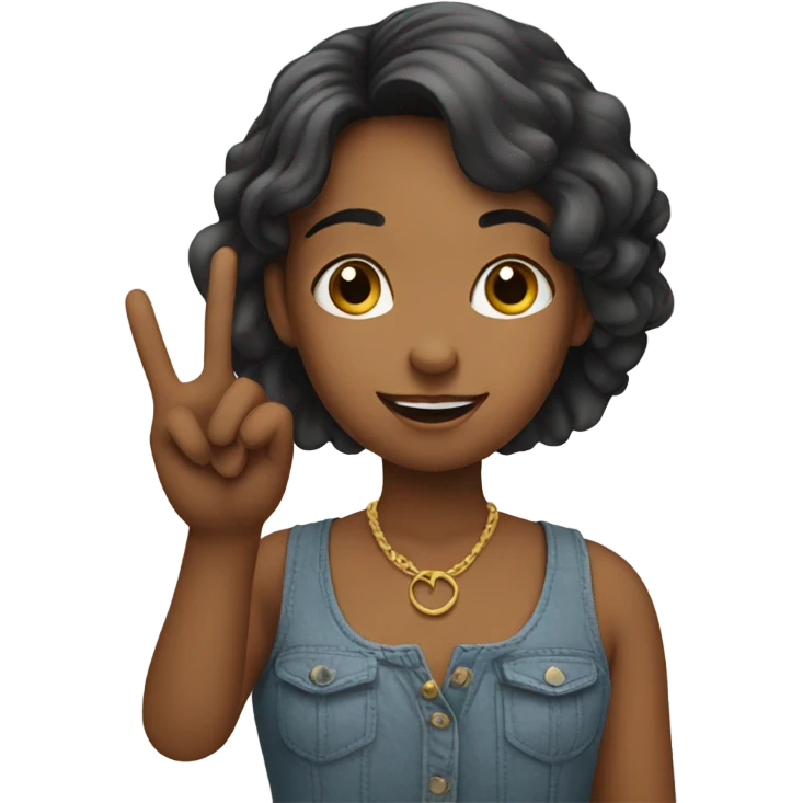 Girl giving a piece sign emoji