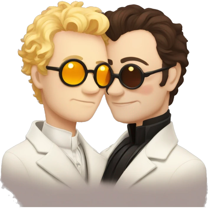 crowley and aziraphale from good omens cuddling  emoji