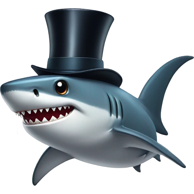 Shark with a top hat emoji