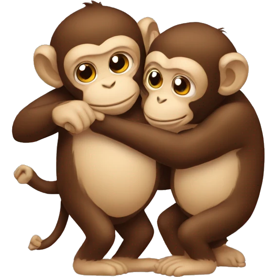 two monkey hug each other emoji