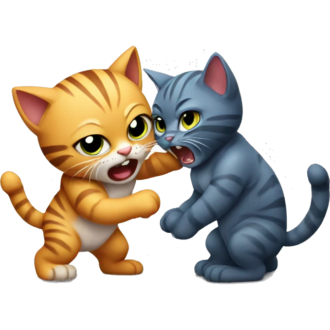 mean baby cat punching a big cat emoji