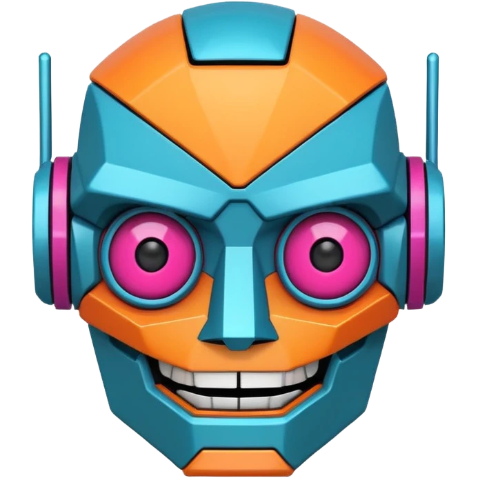 evil robot. Only its head. Very low details, just lines and colors, no need to draw in detail. Like an icon. Make it smile emoji