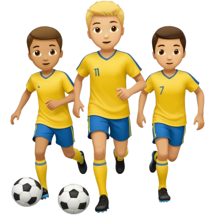 boys play soccer in yellow dress, yellow shrits, yellgow socks emoji