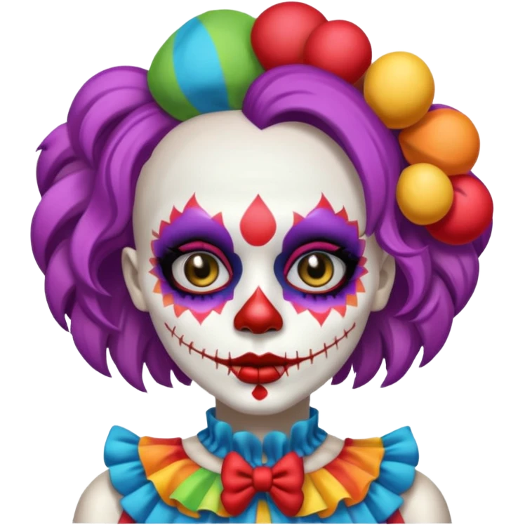 cute skeleton woman clown with makeup emoji