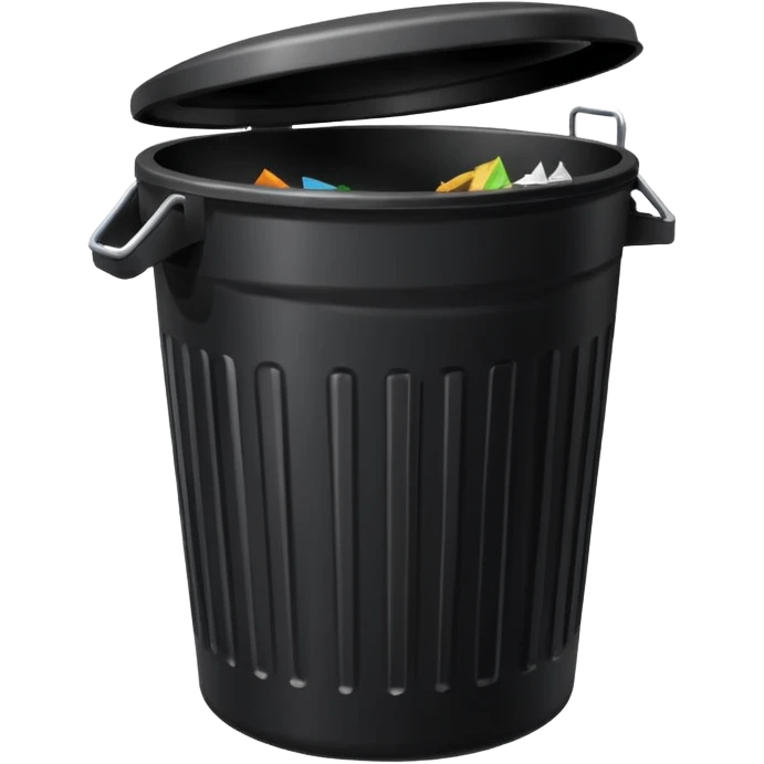 Black trash can with opened lid emoji