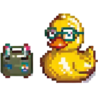 Rubber duck wearing tiny glasses emoji